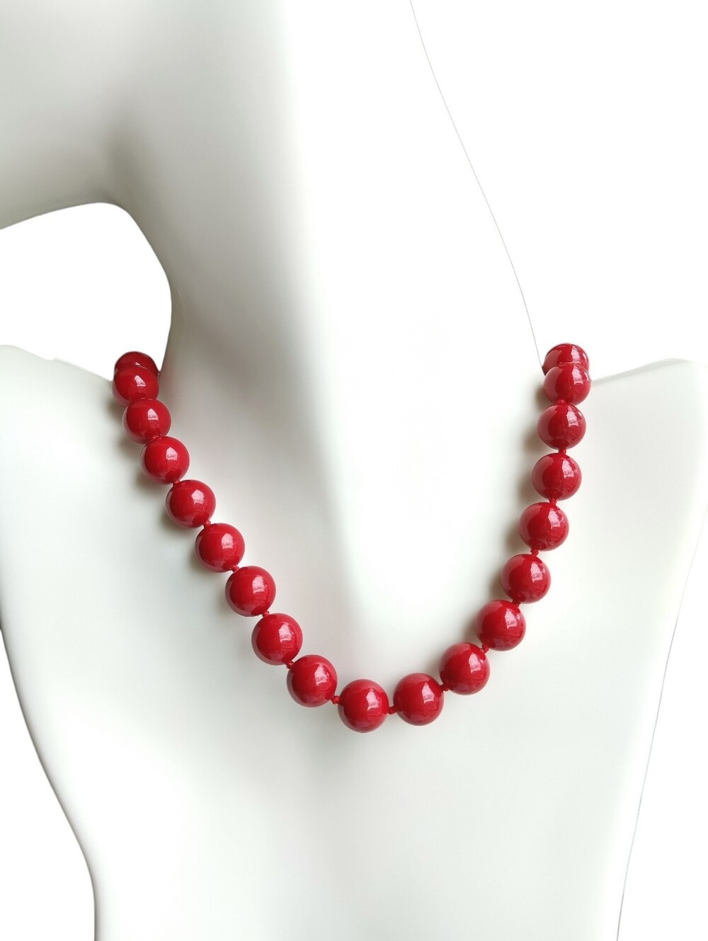 Red Agate Bead Necklace 18" 🆕
